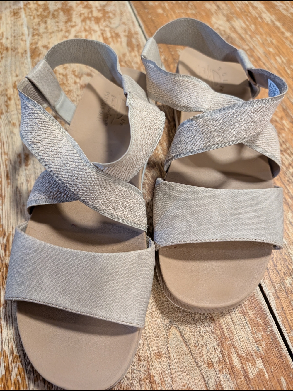BOBS from Skechers Light Taupe Crisscross Elastic Sandals